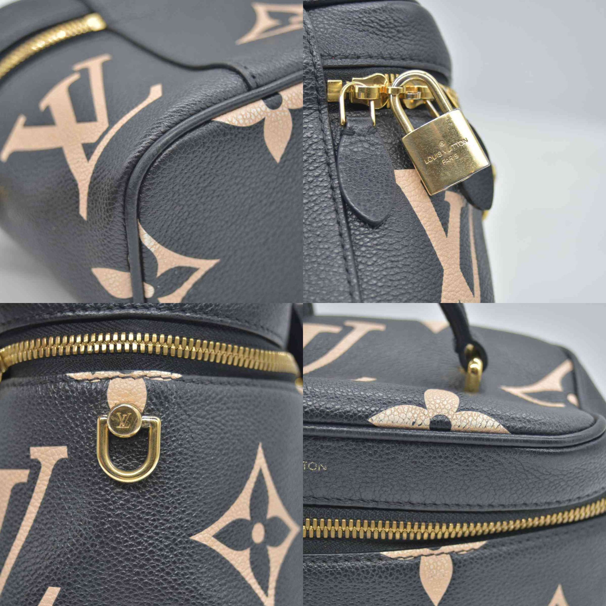 $3250 2021 Louis Vuitton Empreinte Monogram Giant Vanity PM Black Beige FP1201