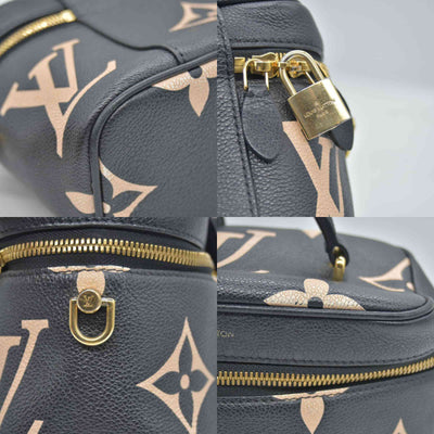 $3250 2021 Louis Vuitton Empreinte Monogram Giant Vanity PM Black Beige FP1201