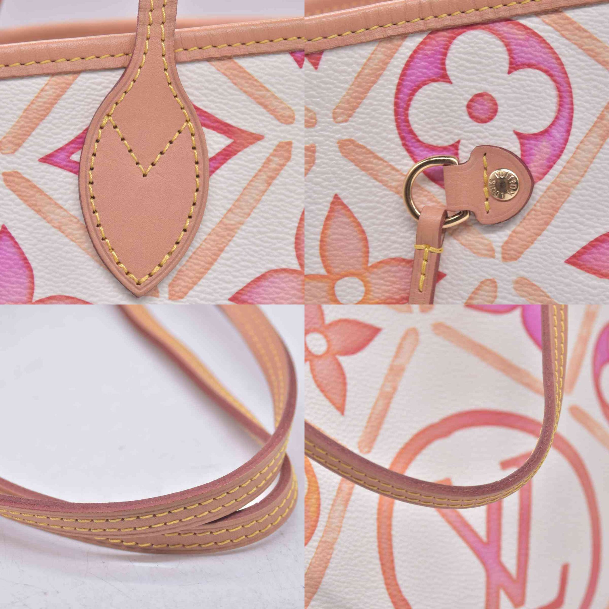 $3100 LOUIS VUITTON Monogram Resort Tile Neverfull MM Rose Clair Pink RFID 10021362