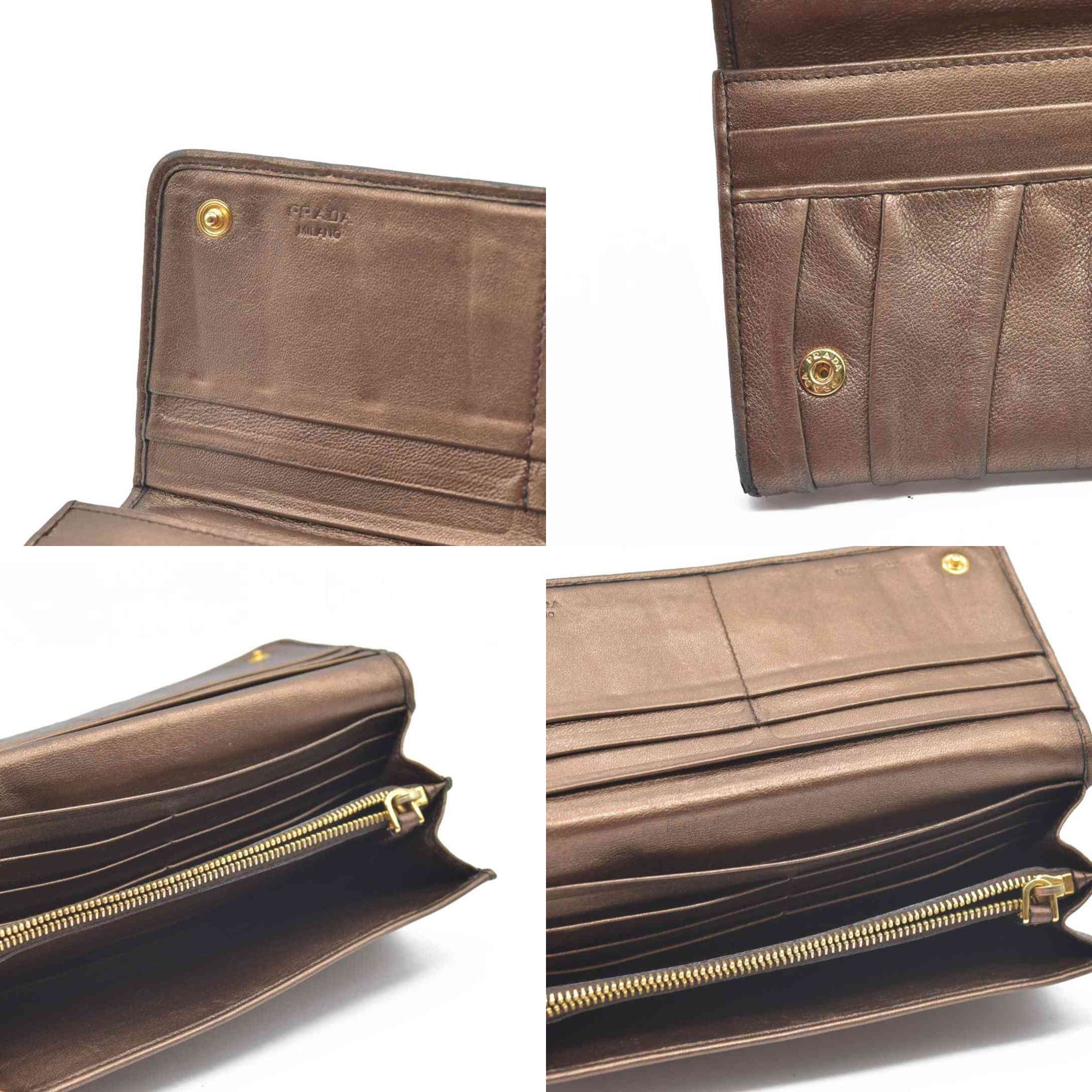 Prada Brown Nappa Gaufre Leather Continental Wallet