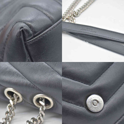 $3250 Saint Laurent Quilted Monogram Medium Loulou Chain Satchel Black