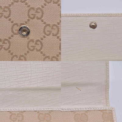 $520 GUCCI GG Canvas Continental Flap Wallet Beige CONSIGNMENT 10021578