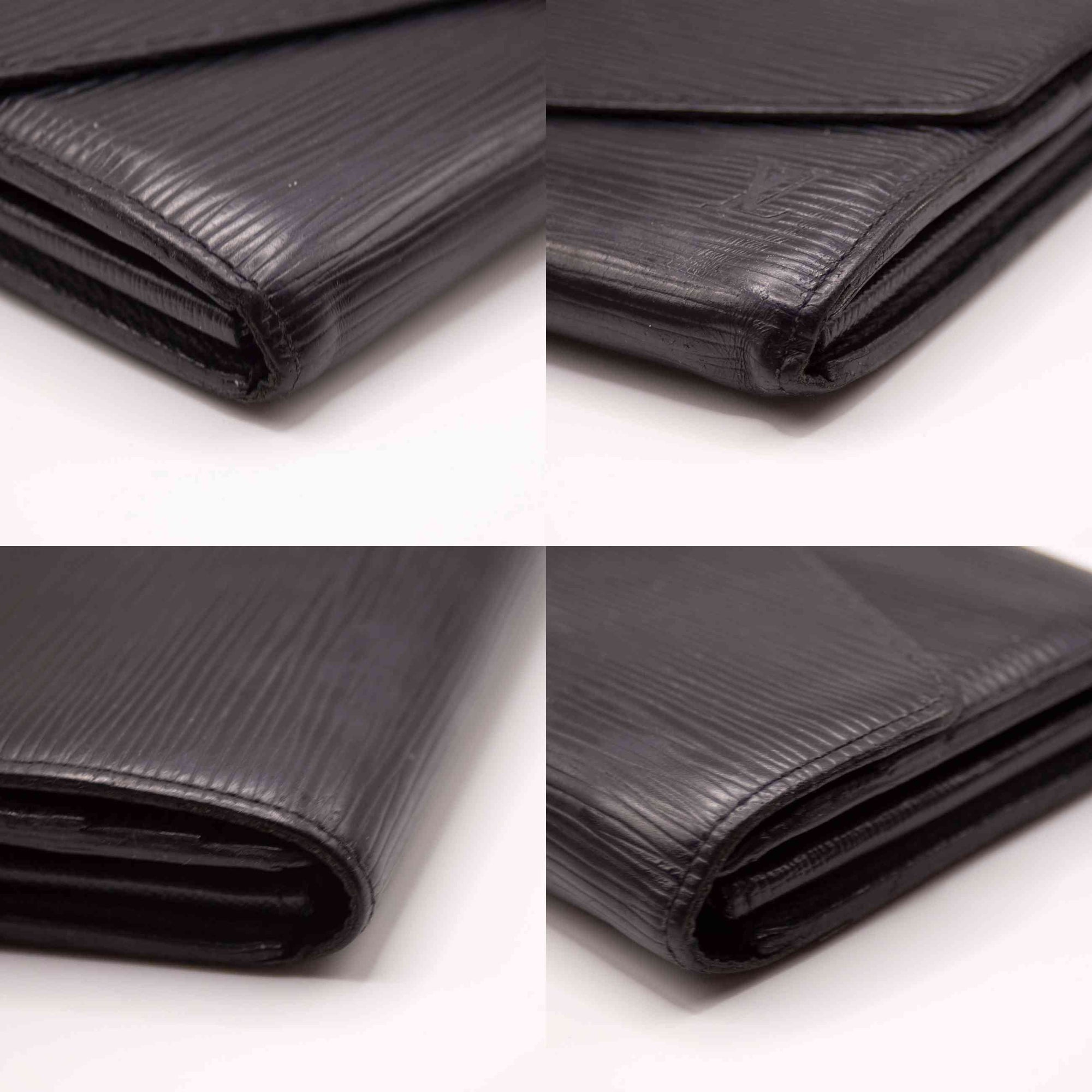 $865 2017 Louis Vuitton Epi Portefeiulle Sarah Long Bifold Wallet Black CA2127