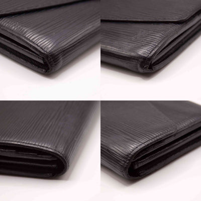 $865 2017 Louis Vuitton Epi Portefeiulle Sarah Long Bifold Wallet Black CA2127