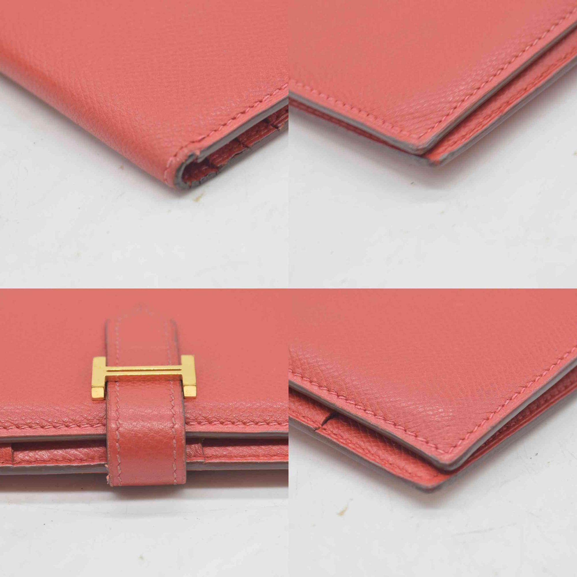 $4100 Hermes Epsom Bearn Gusset Wallet Rouge