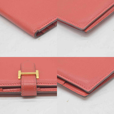 $4100 Hermes Epsom Bearn Gusset Wallet Rouge