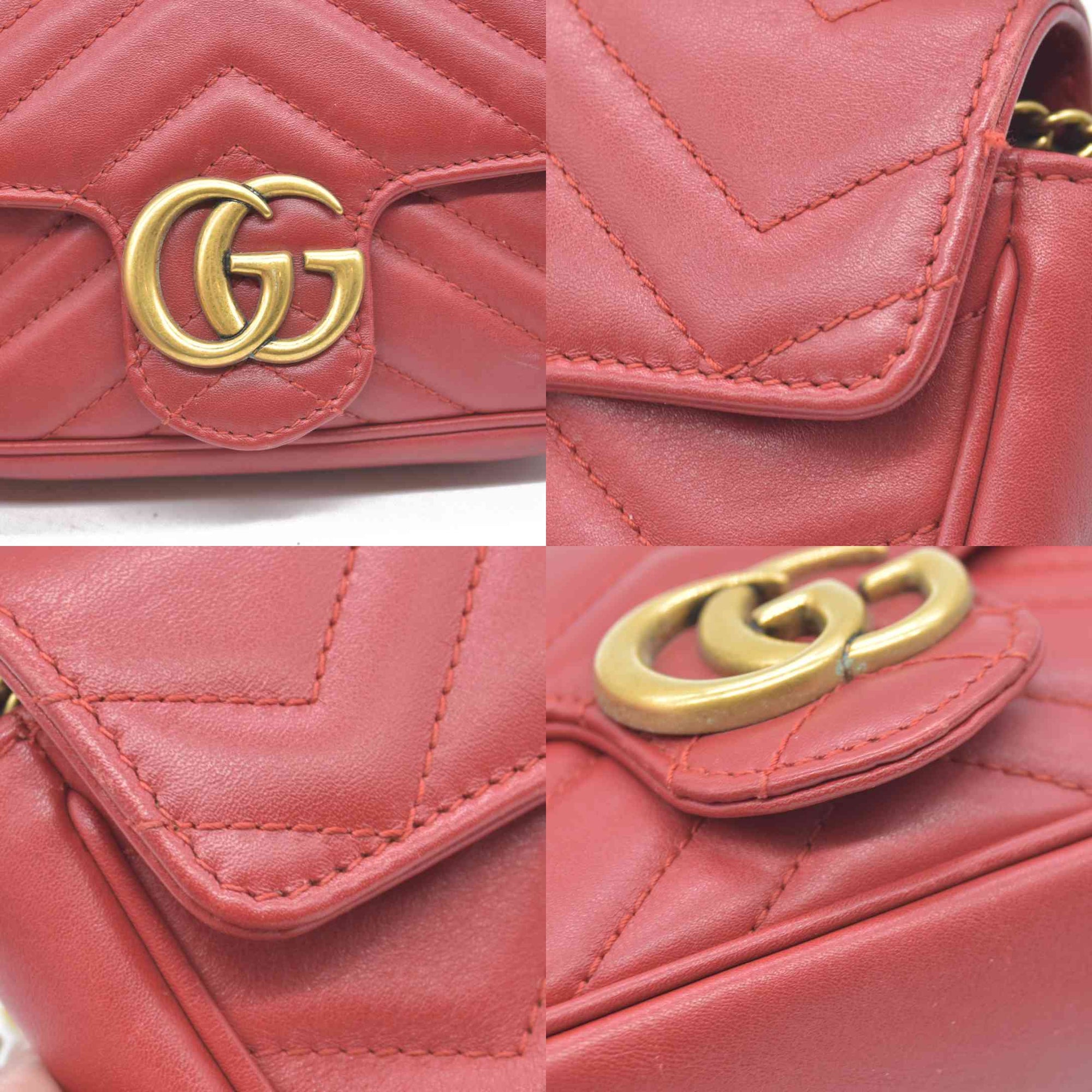 $1550 Gucci Leather Marmont Super Mini Red Crossbody CONSIGNMENT