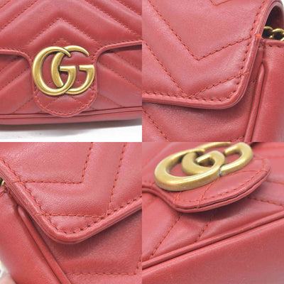 $1550 Gucci Leather Marmont Super Mini Red Crossbody CONSIGNMENT