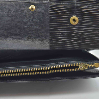 $805 Louis Vuitton Epi Sarah Wallet Black CONSIGNMENT