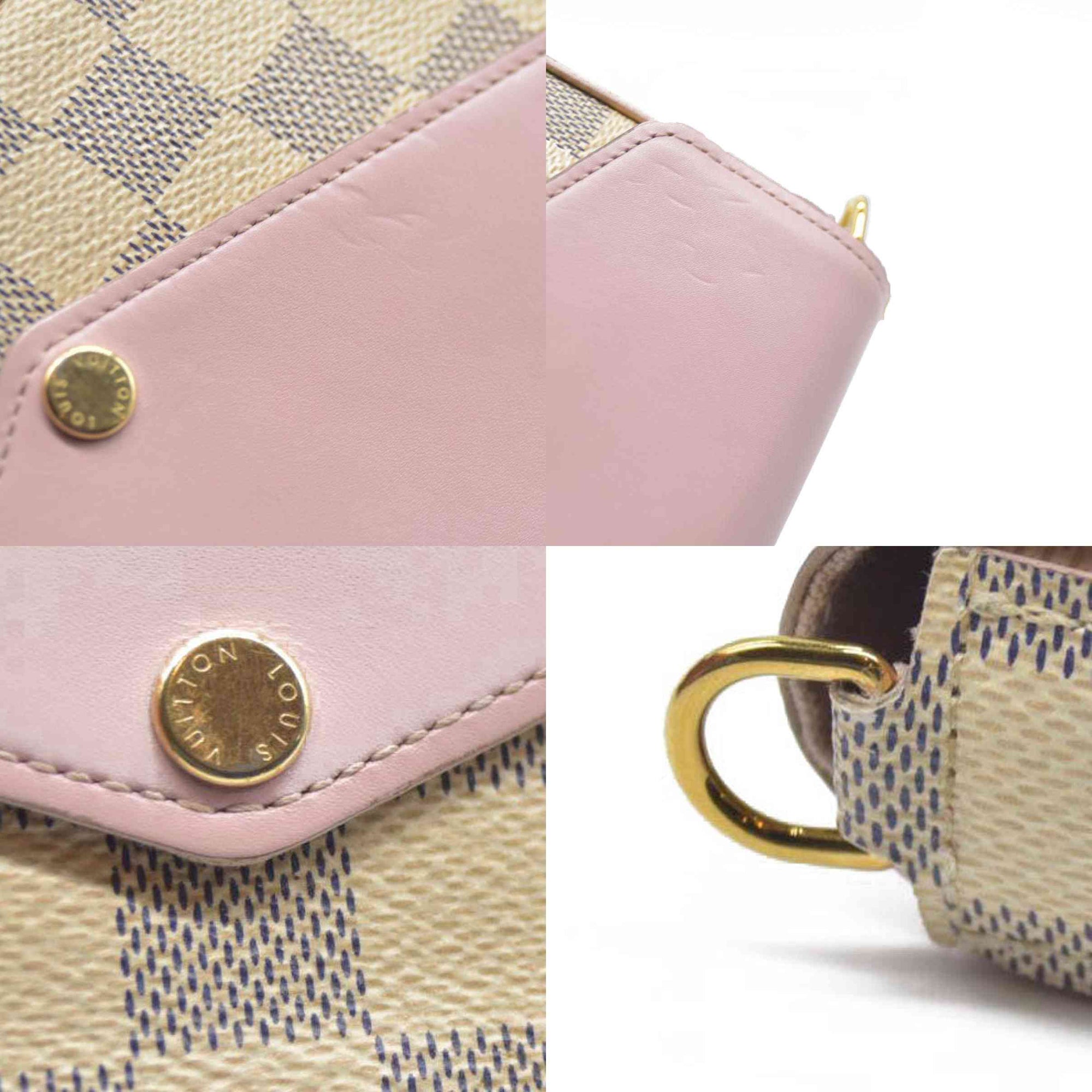 AUCTION $1720 Louis Vuitton  Damier Azur Calfskin Pochette Felicie Eau De Rose