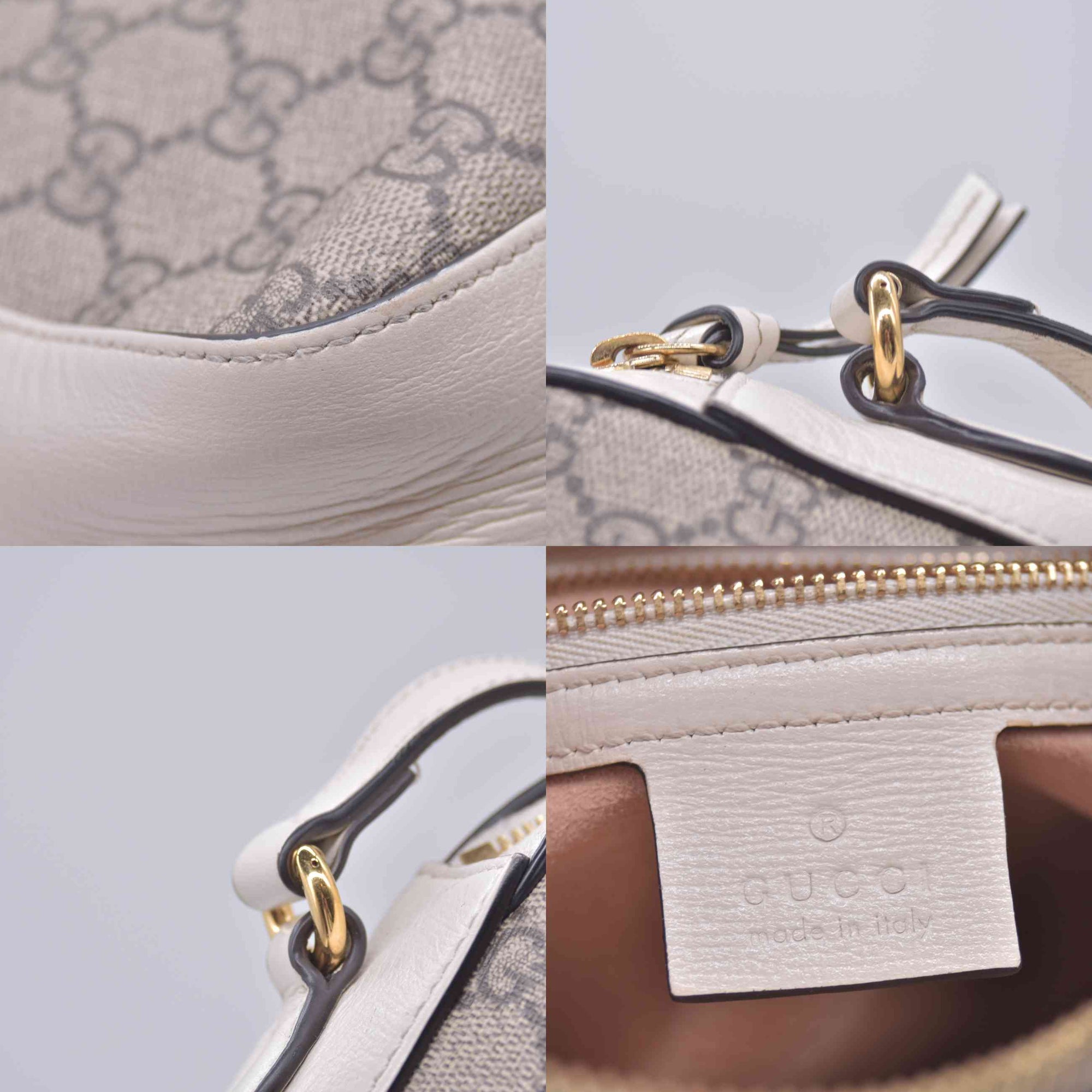 $1650 2021 Gucci GG Supreme Monogram Small Horsebit 1955 Shoulder Bag Beige Mystic White 10020896