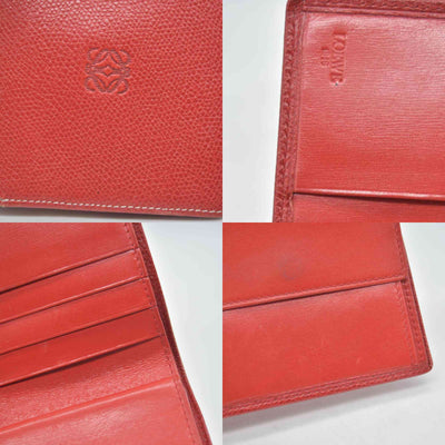 $590 Vintage Loewe Anagram Bifold Wallet Crafted Red CONSIGNMENT