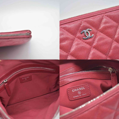 $1425 2019 Chanel Caviar Quilted Medium Cosmetic Case Red 10020303