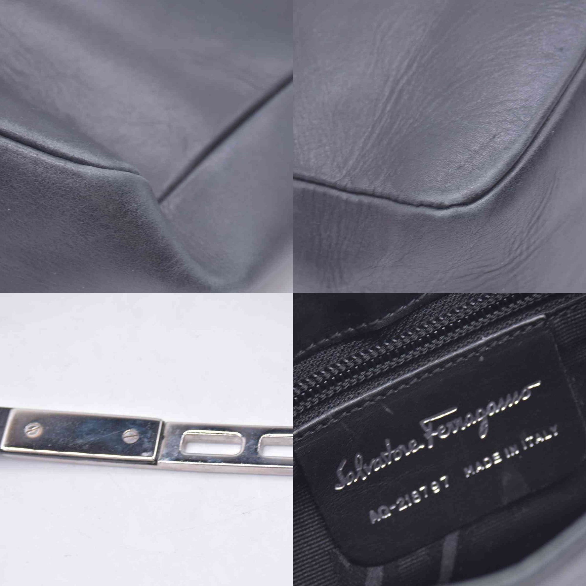 $950 SALVATORE FERRAGAMO Leather Gancini Lock Shoulder Bag Black CONSIGNMENT 10021187