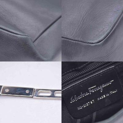 $950 SALVATORE FERRAGAMO Leather Gancini Lock Shoulder Bag Black CONSIGNMENT 10021187