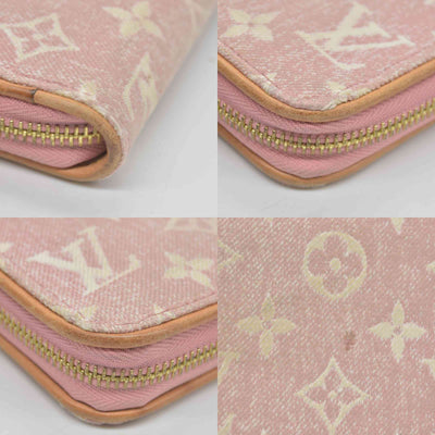 $1060 Louis Vuitton Denim Monogram Jacquard Zippy Wallet Pink