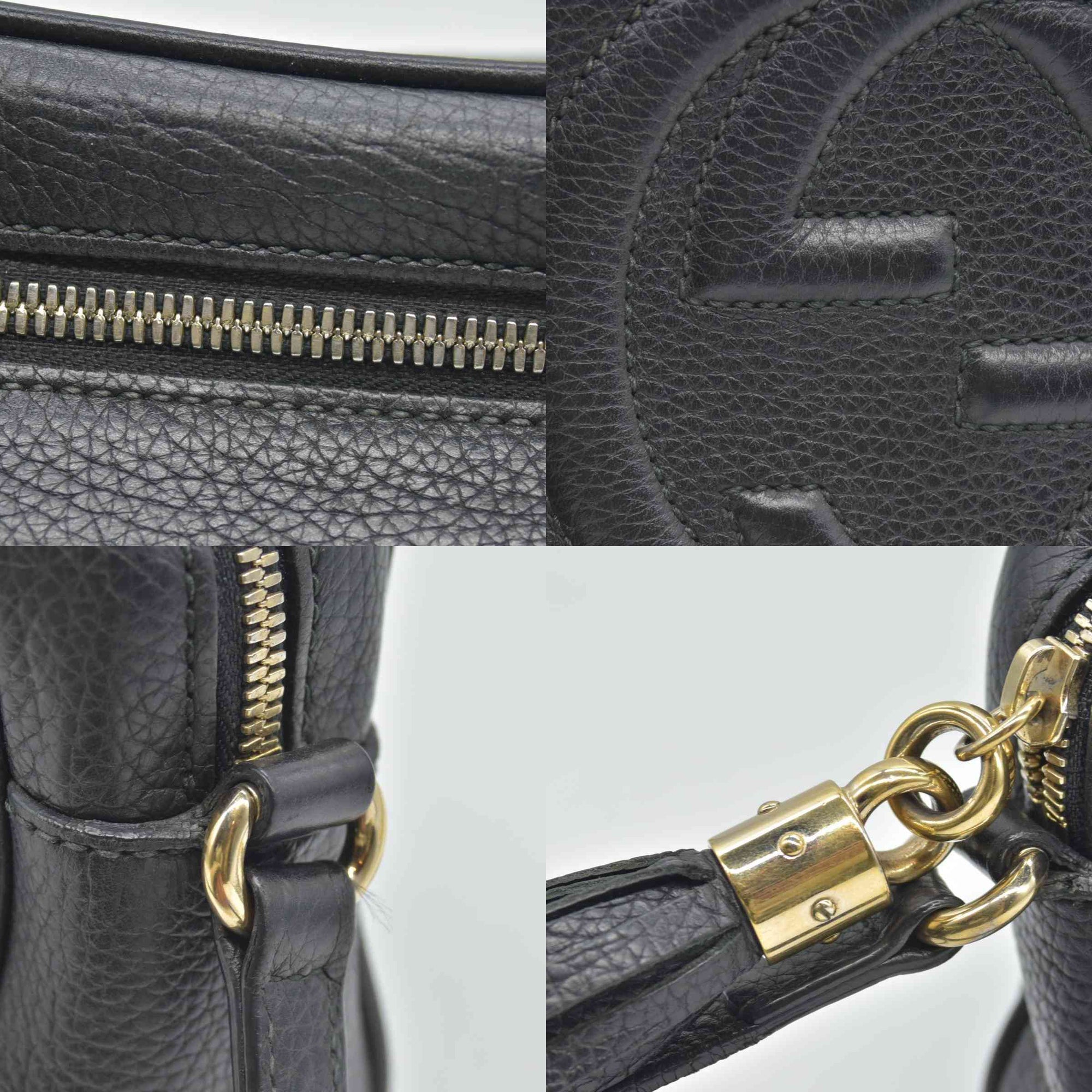 $1490 Gucci Pebbled Calfskin Small Soho Disco Bag Black