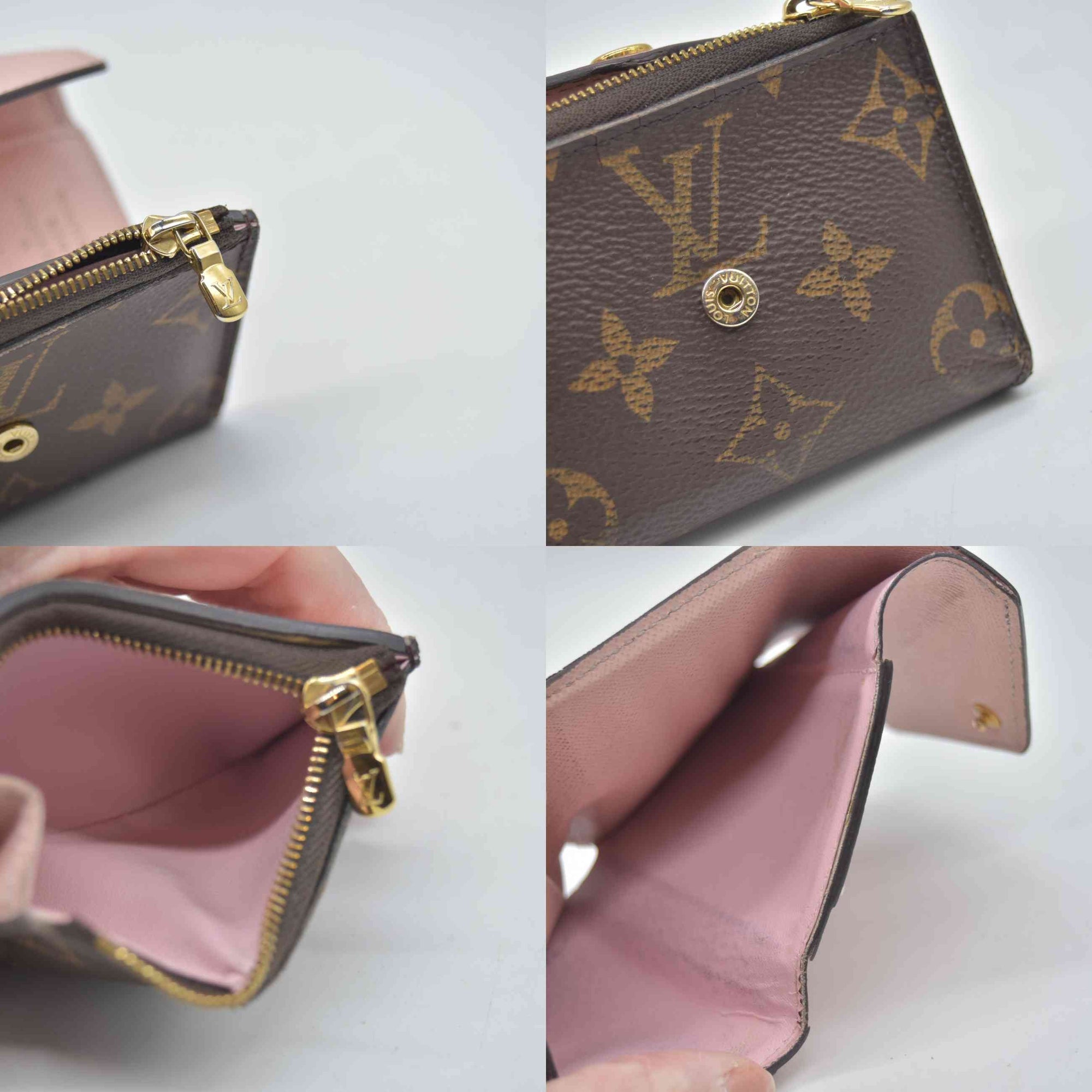 $625 2020 Louis Vuitton Monogram Zoe Wallet Pink Rose Ballerine MI0240