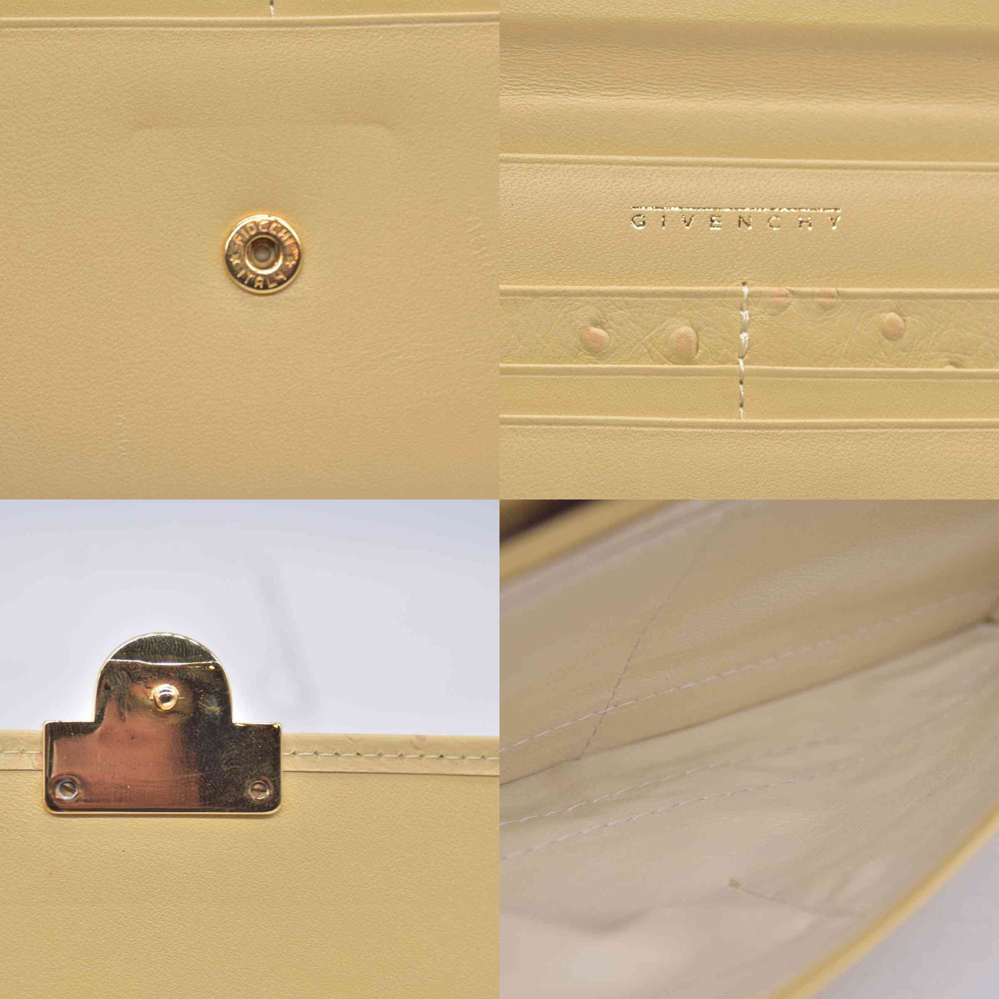 $590 Givenchy Yellow Ostrich-Effect Leather Clasp Wallet CONSIGNMENT