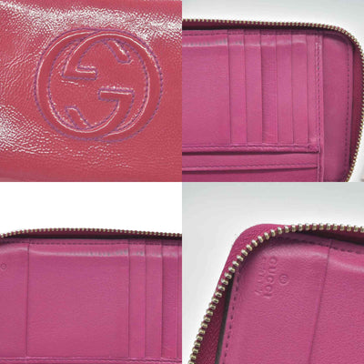 Gucci Patent Soho Zip Around Wallet Bright Bougainvillea CONSIGNMENT
