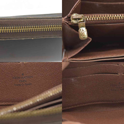$915 Louis Vuitton Monogram Zippy Zip Around Long Wallet Purse Brown CA4078