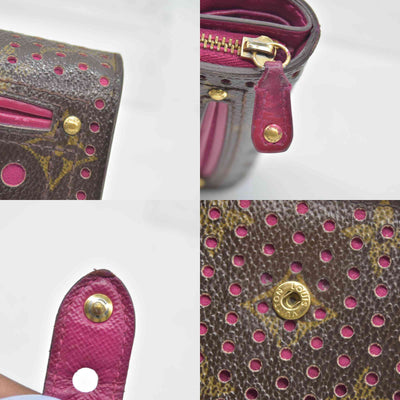 $640 2006 Louis Vuitton Monogram Perforated Compact Zipped Wallet Fuchsia CONSIGNMENT