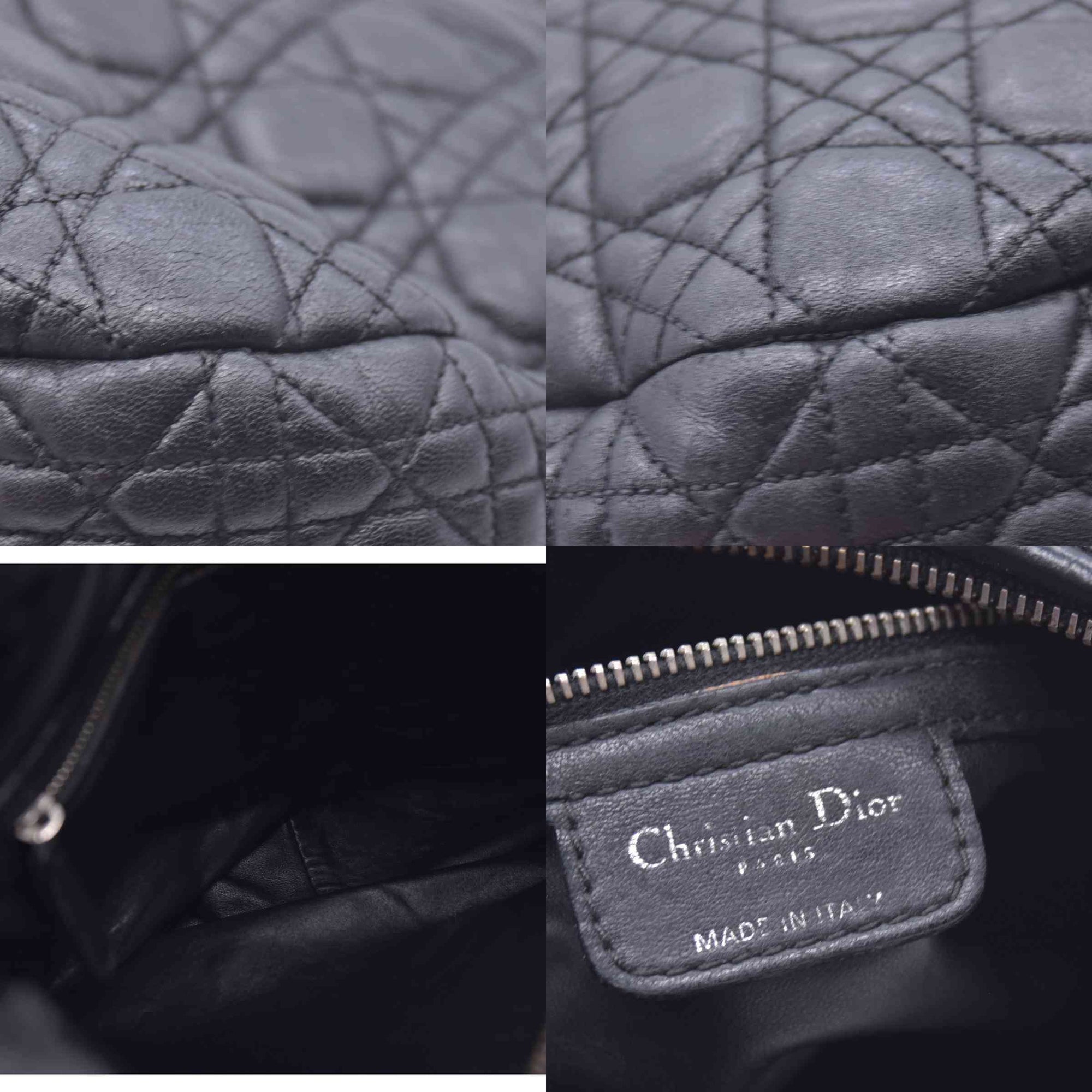 $2400 CHRISTIAN DIOR Black Cannage Quilted Leather Hobo CONSIGNMENT 10021440