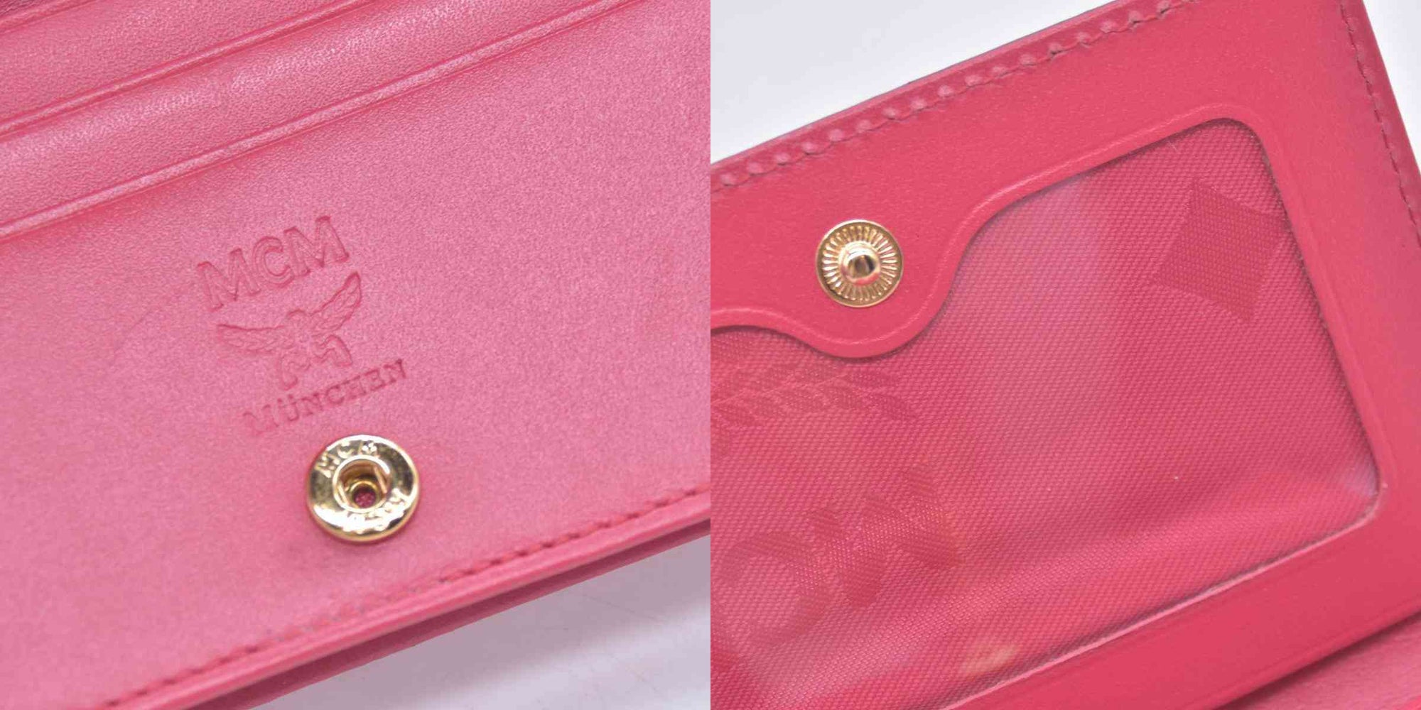 $430 MCM Metallic Red Leather Card Holder Wallet CONSIGNMENT 10021464