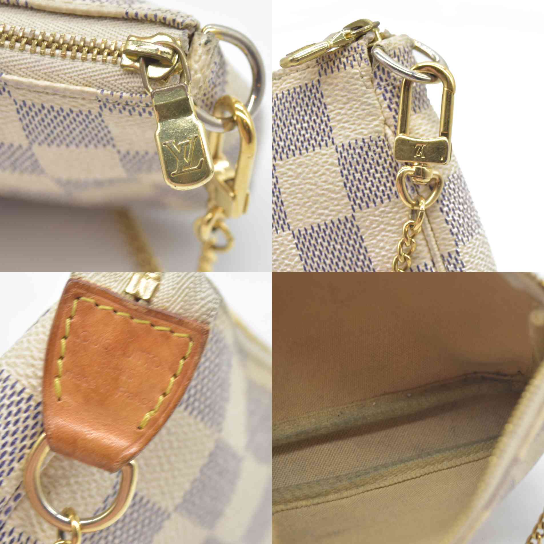 Louis Vuitton Damier Azur Mini Pochette Accessories Pouch Bag FL1026
