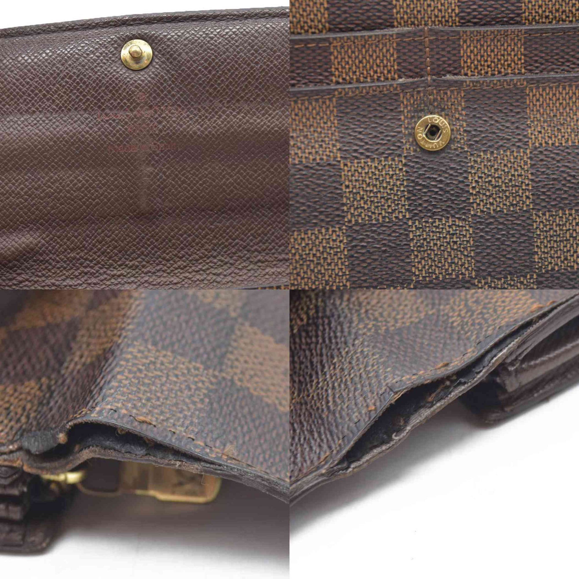 $770 Louis Vuitton Damier Porte Feuille Sarah Long Bifold Wallet Brown