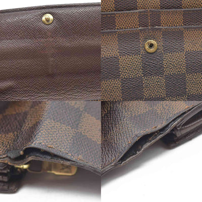 $770 Louis Vuitton Damier Porte Feuille Sarah Long Bifold Wallet Brown