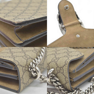 $3350 GUCCI GG Supreme Monogram Suede Small Dionysus Shoulder Bag Beige Ebony Taupe