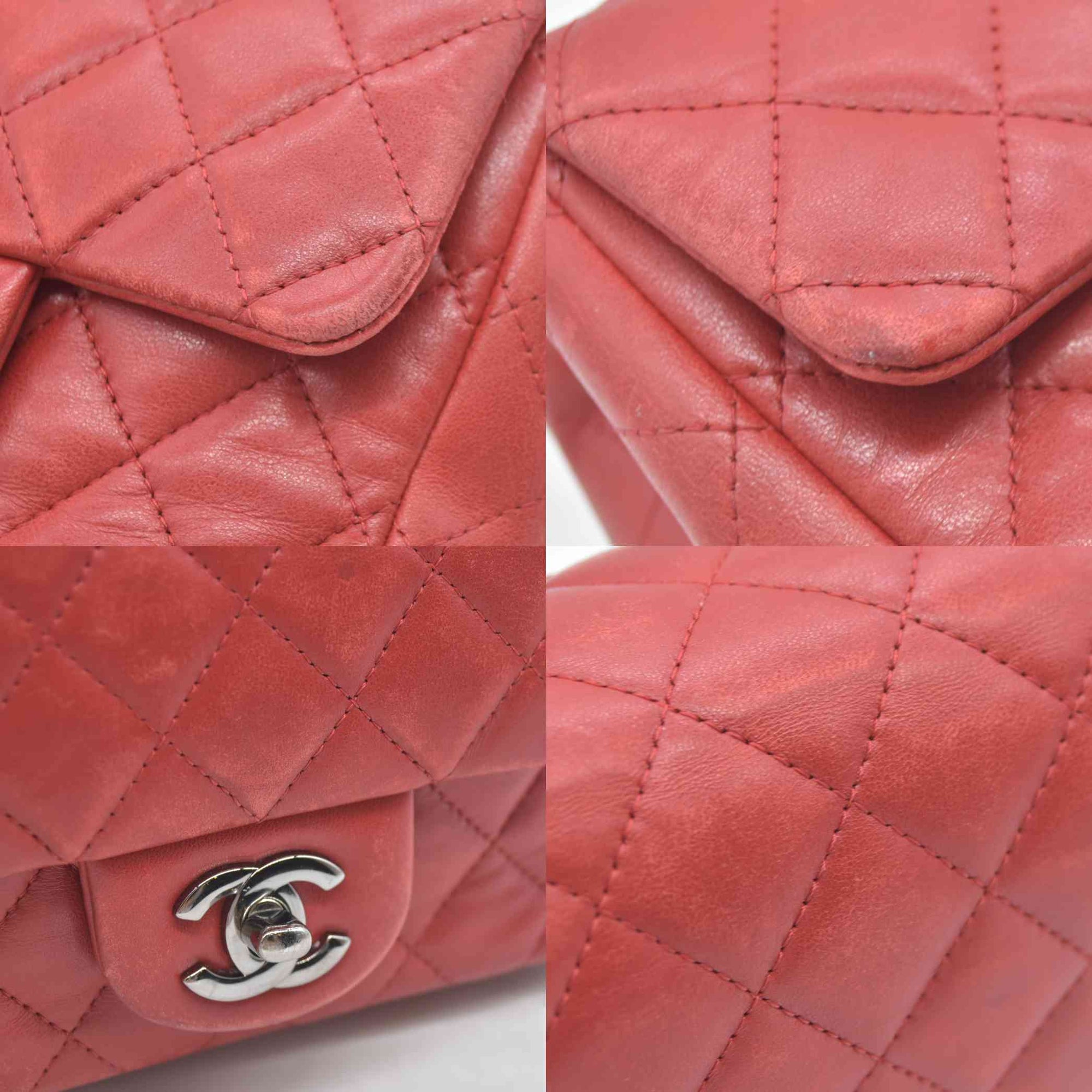 $5200 Chanel Classic Mini Square Flap Bag Red