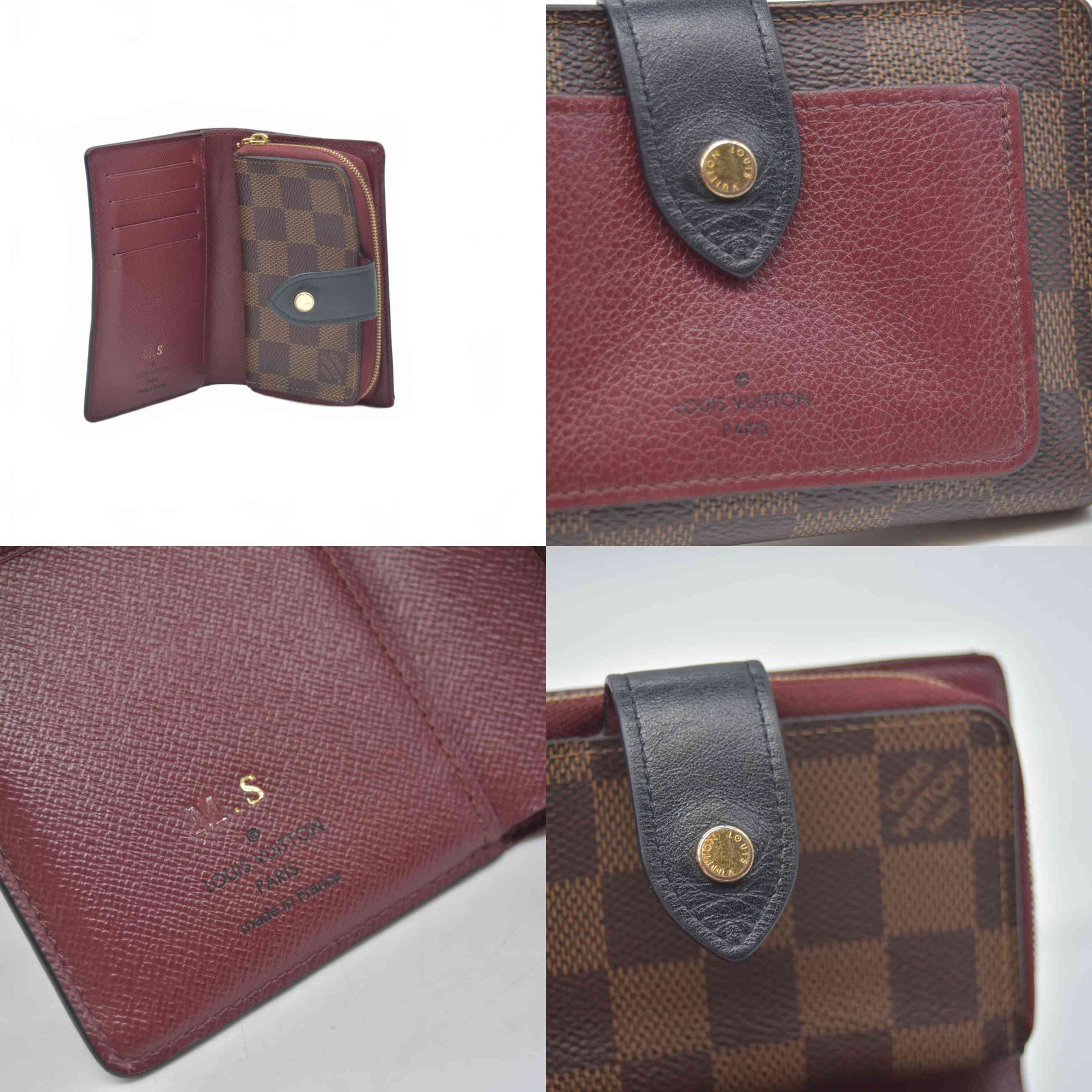 $770 Louis Vuitton Damier Ebene Bordeaux Juliette Wallet Red CONSIGNMENT