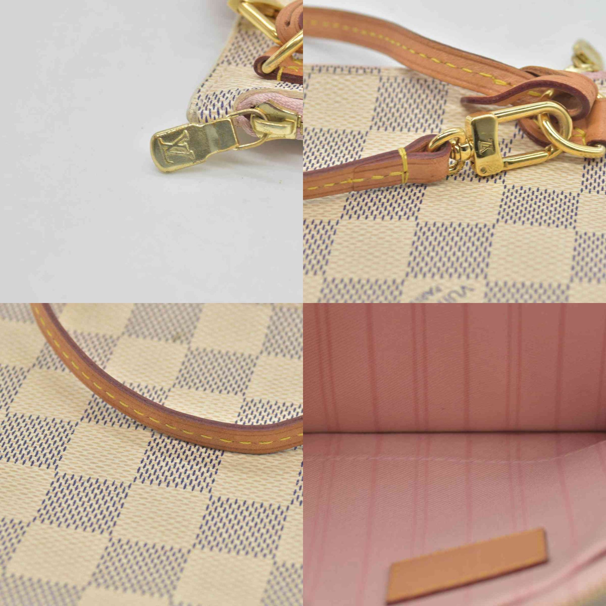 $600 Louis Vuitton Damier Azur Neverfull MM GM Pochette Rose Ballerine MS3179