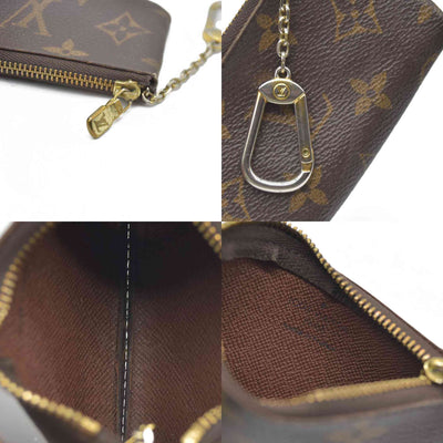 AUCTION $345 Louis Vuitton Monogram Pochette Cles Wallet Coin Purse Brown