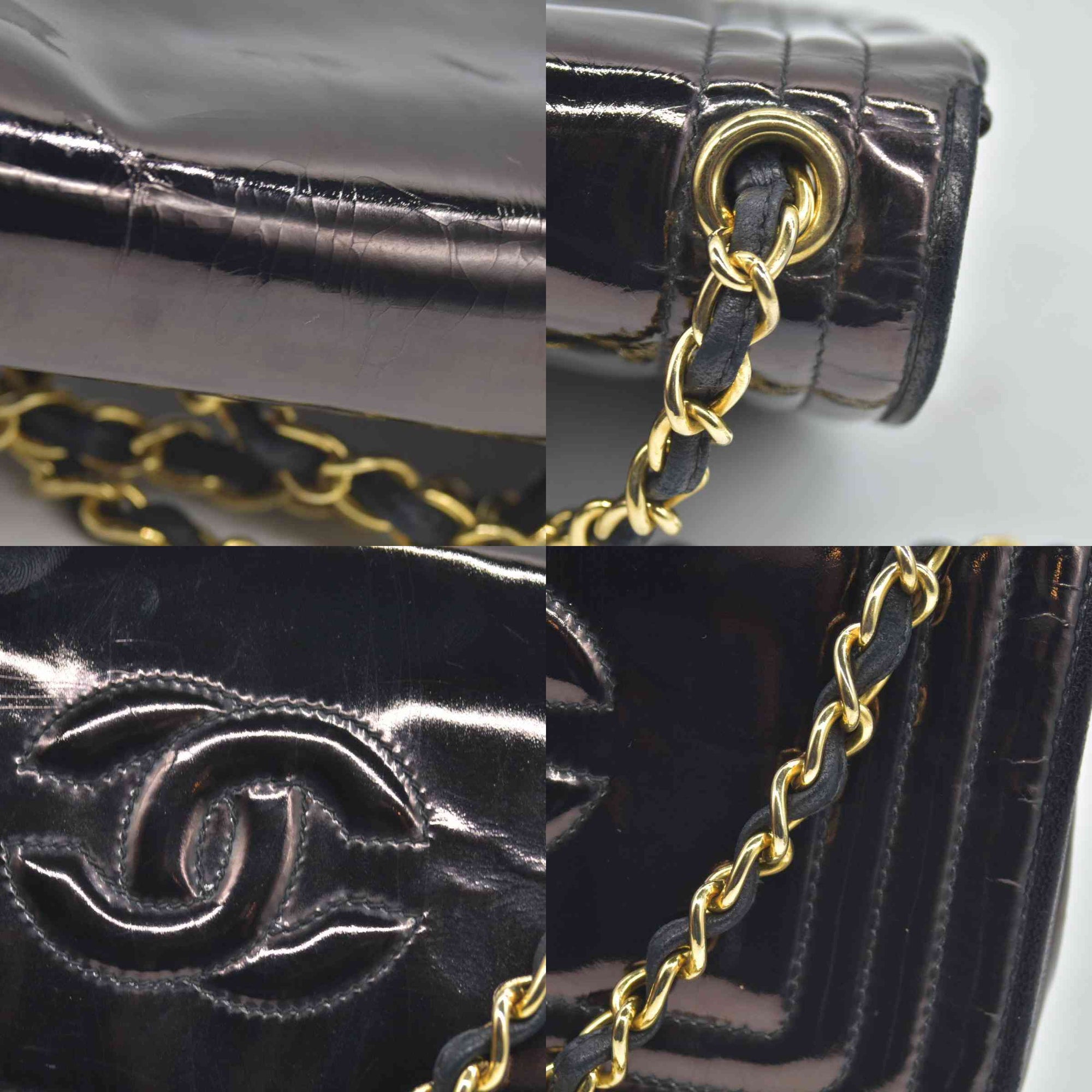 $3500 Chanel Patent Mini Flap Brown Chain Shoulder Bag