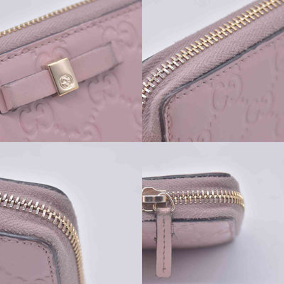 $730 Gucci Guccissima Bow Zip Around Wallet CONSIGNMENT 10021229