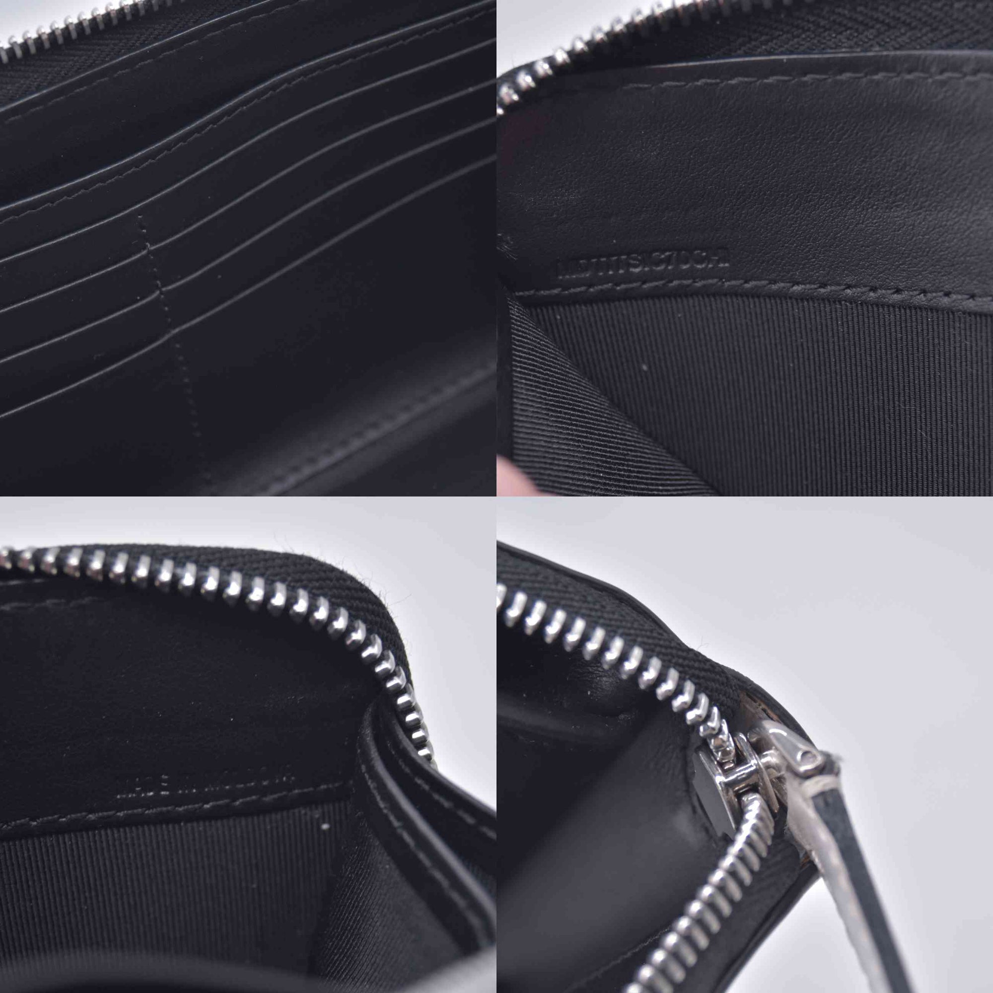 $598 BURBERRY Logo Perforated Leather Zip Around Long Wallet White