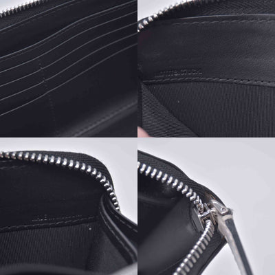 $598 BURBERRY Logo Perforated Leather Zip Around Long Wallet White