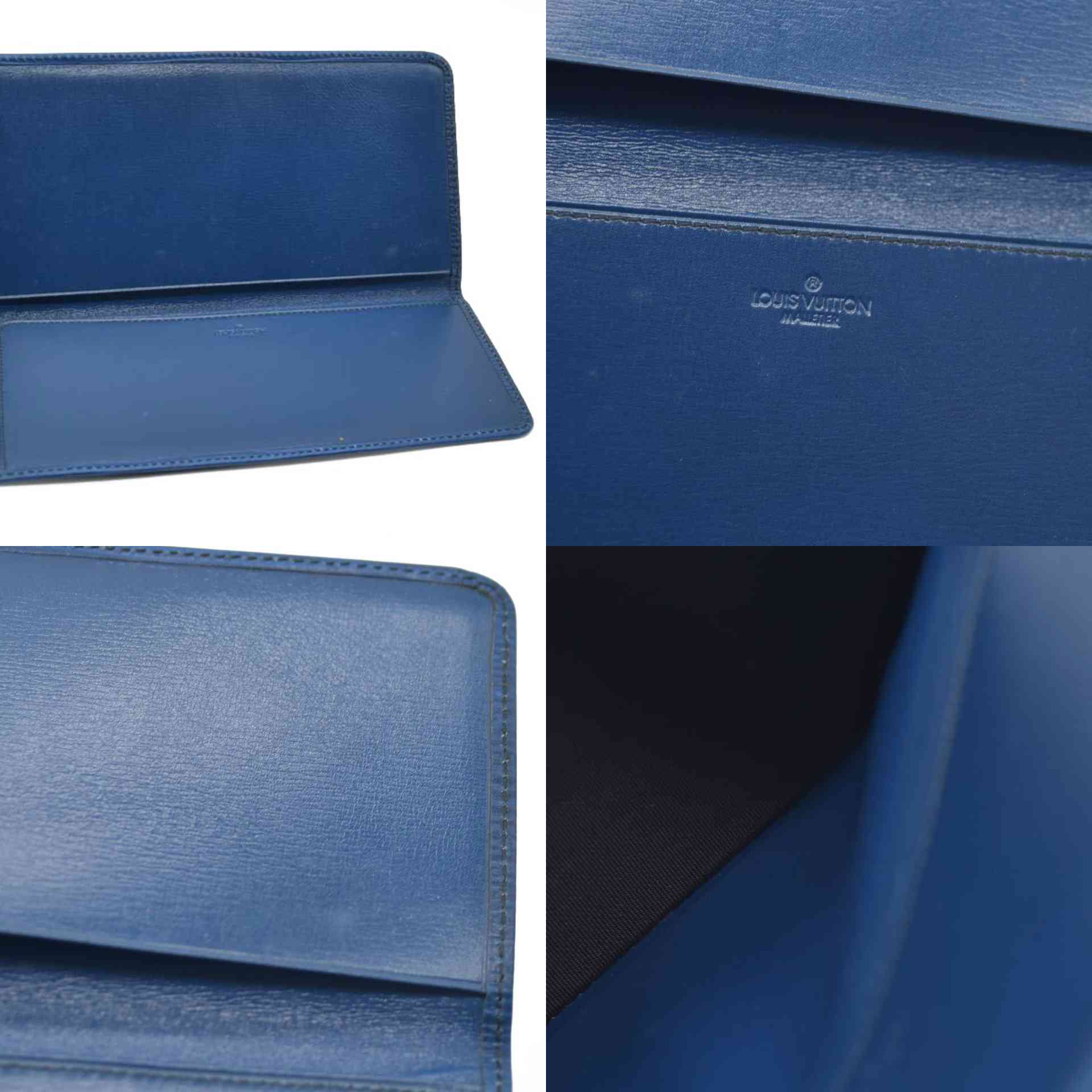 $745 Louis Vuitton Epi Agenda Poche Leather Pocket Notebook Cover Blue