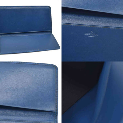 $745 Louis Vuitton Epi Agenda Poche Leather Pocket Notebook Cover Blue