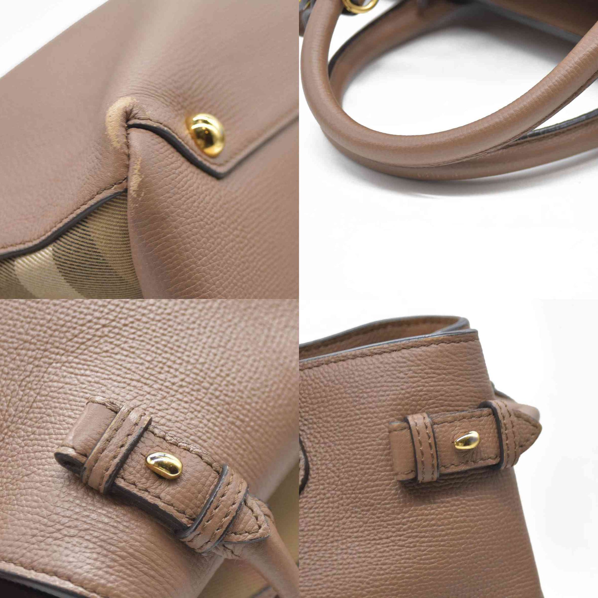 AUCTION $1795 BURBERRY Nova Check Canvas Leather Tote Bag w/Strap