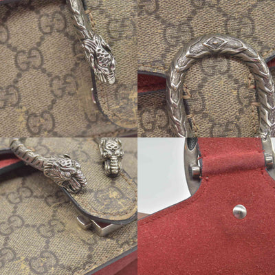 $2600 Gucci GG Supreme Monogram Suede Cudu Medium Dionysus Shoulder Bag Beige Ebony Vulcanic Red