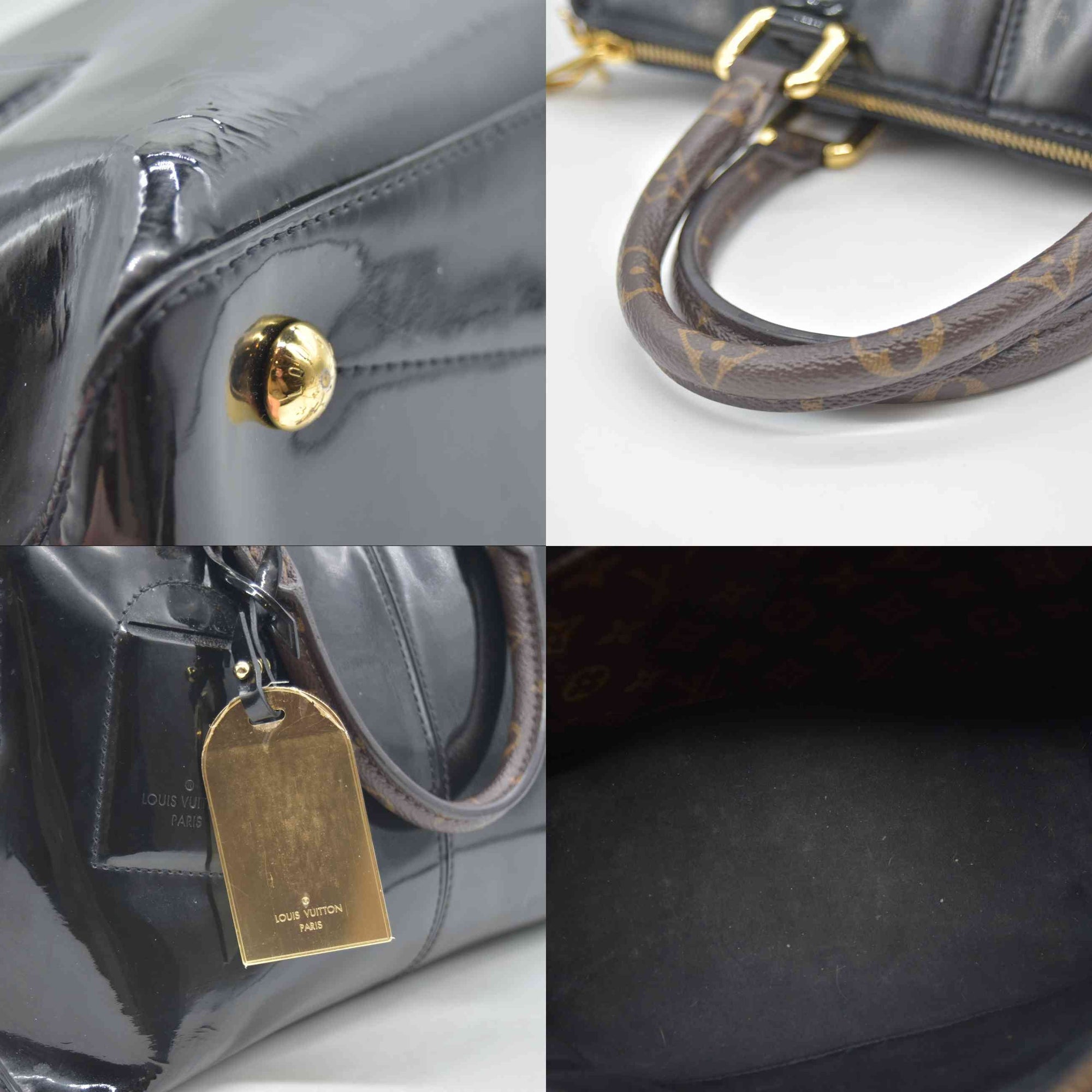 $2270 2018 Louis Vuitton Patent Calfskin Miroir Tote Black SN0188