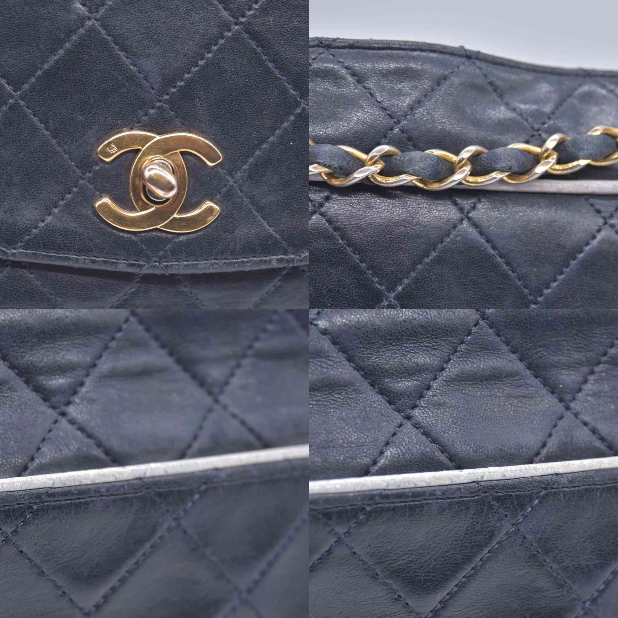 Chanel 1989-1991 Navy Lambskin Quilted Flap Bag 24k Gold Hardware CONSIGNMENT