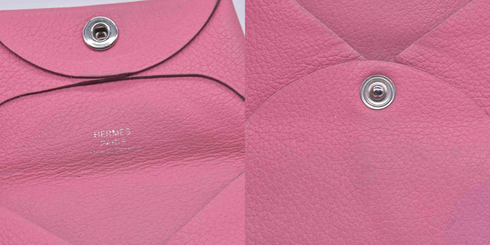 $320 HERMES Pink Leather Envelope Card Holder Pouch CONSIGNMENT 10021598