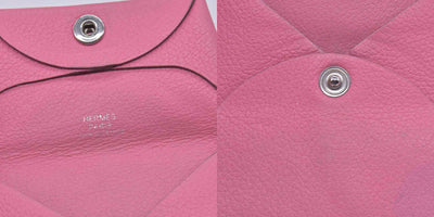$320 HERMES Pink Leather Envelope Card Holder Pouch CONSIGNMENT 10021598