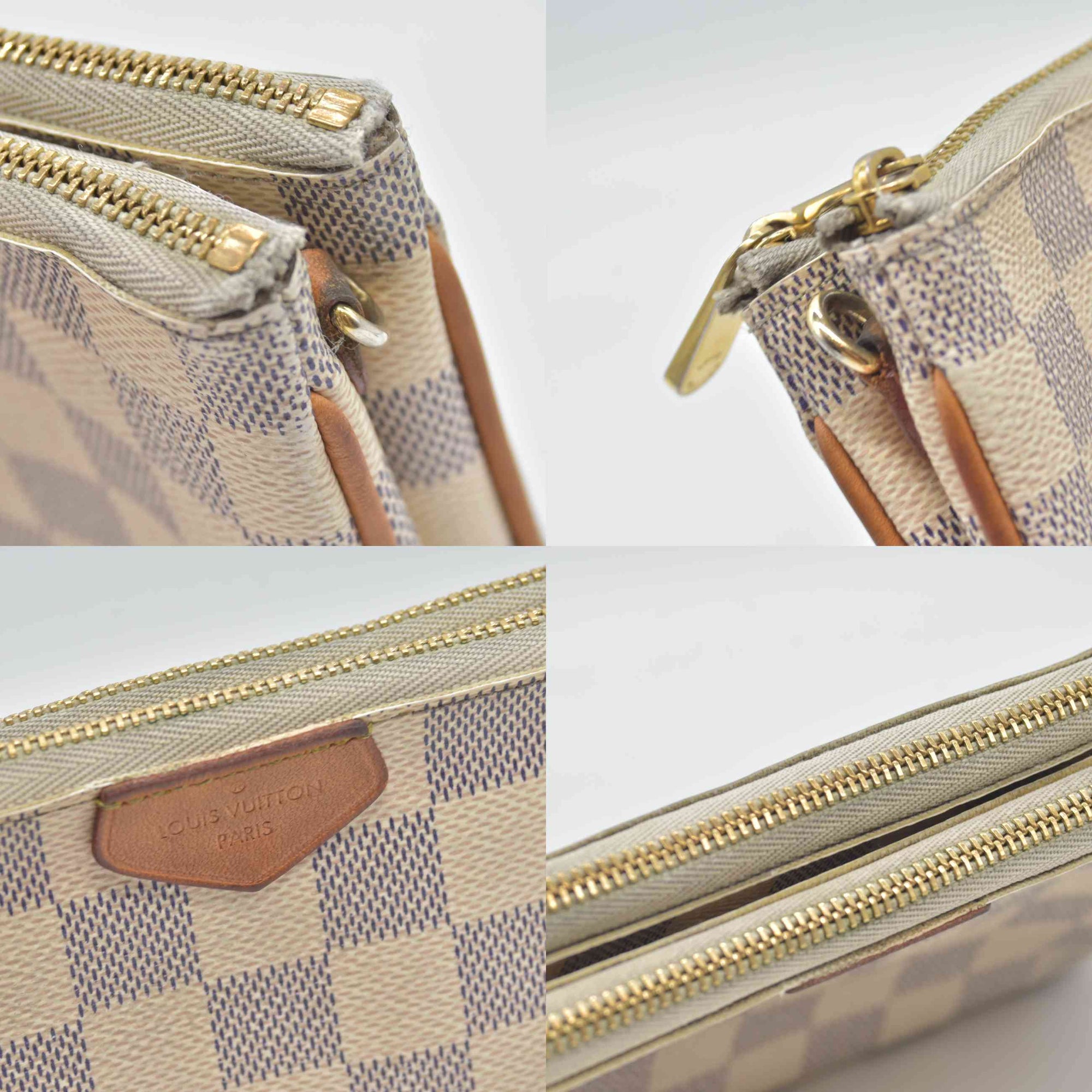$1350 Louis Vuitton Damier Azur Double Zip Pochette 10019517