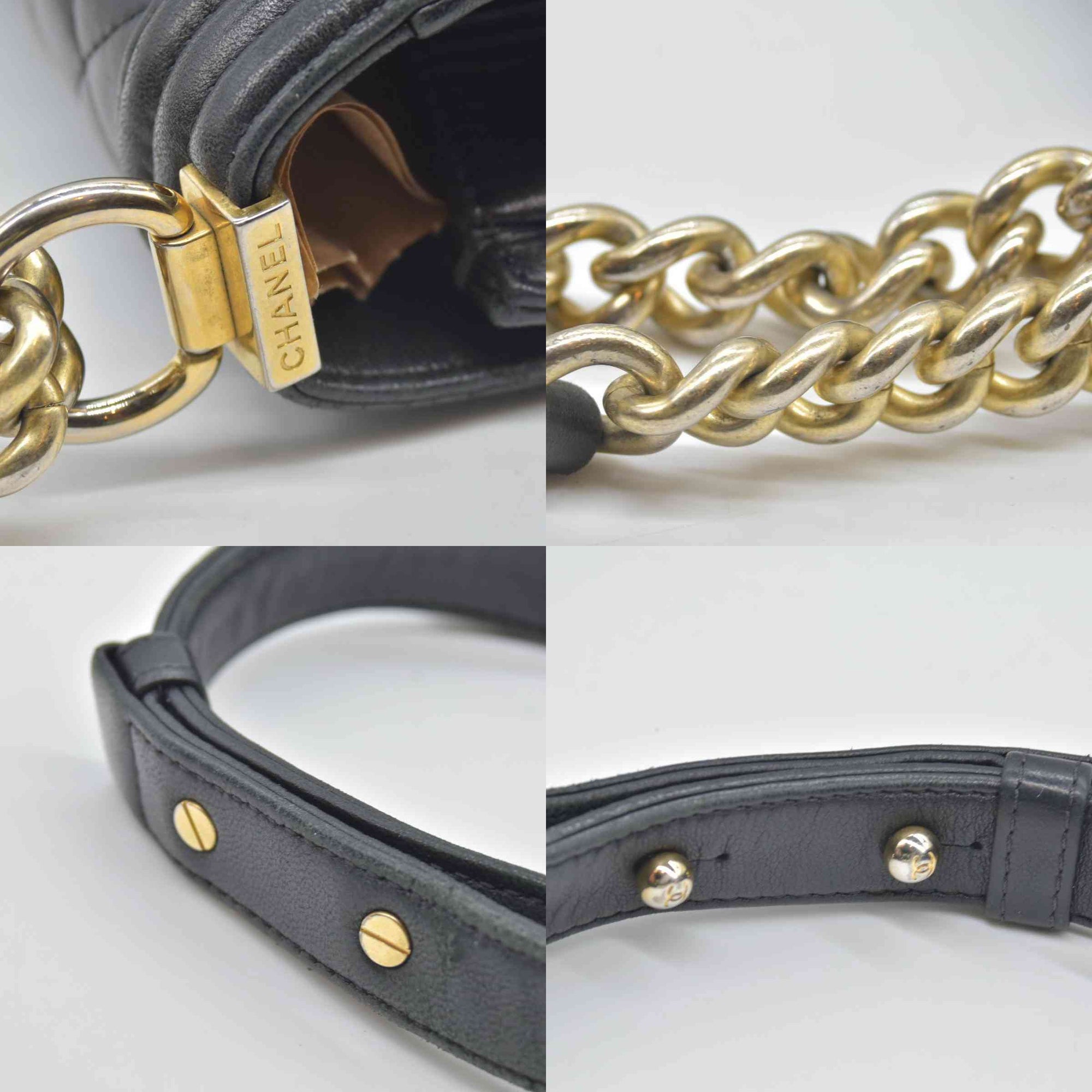 $7600 2017 Chanel Lambskin Quilted Large Boy Flap Black